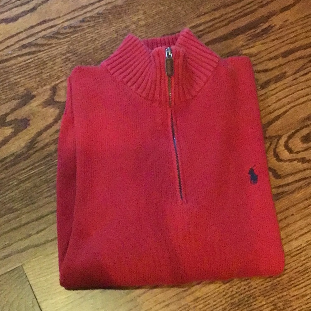 Red 1/4 zip cotton sweater